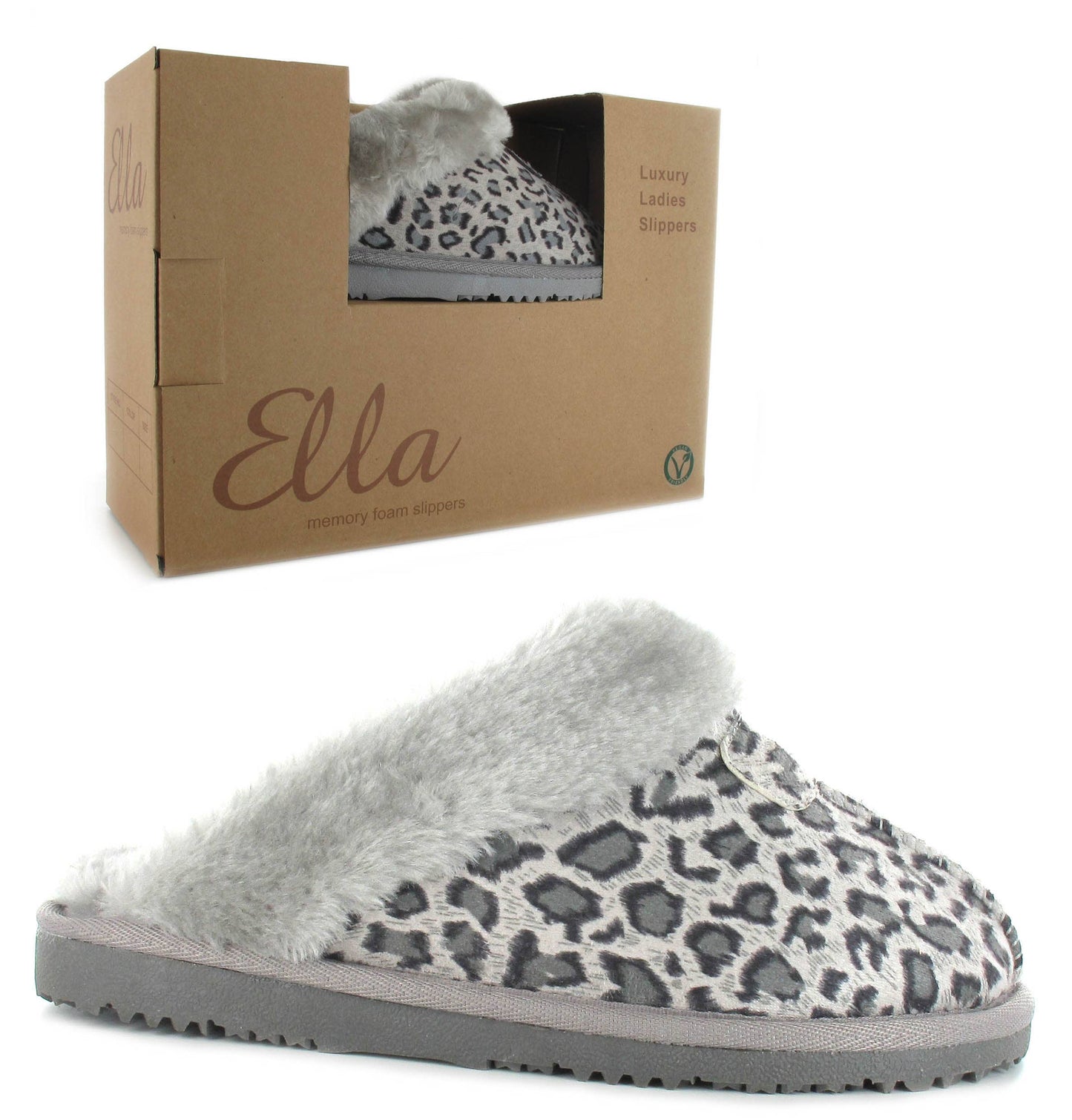 Leopard Print Slipper - Grey