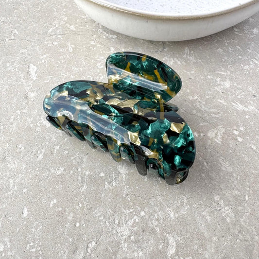 Small Claw Clip - Green / Gold