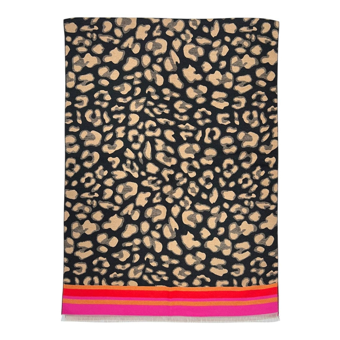 Leopard Print Scarf with Border