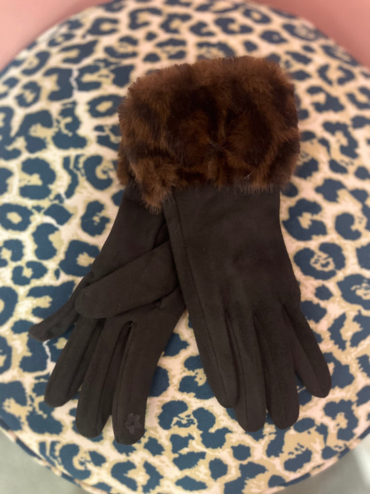 Gloves with Faux Fur trim - 2 Colours