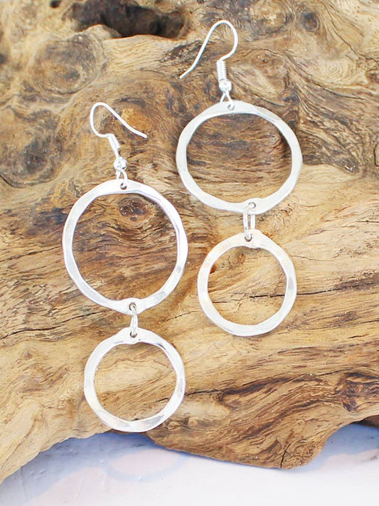 Double ring Earrings - Silver