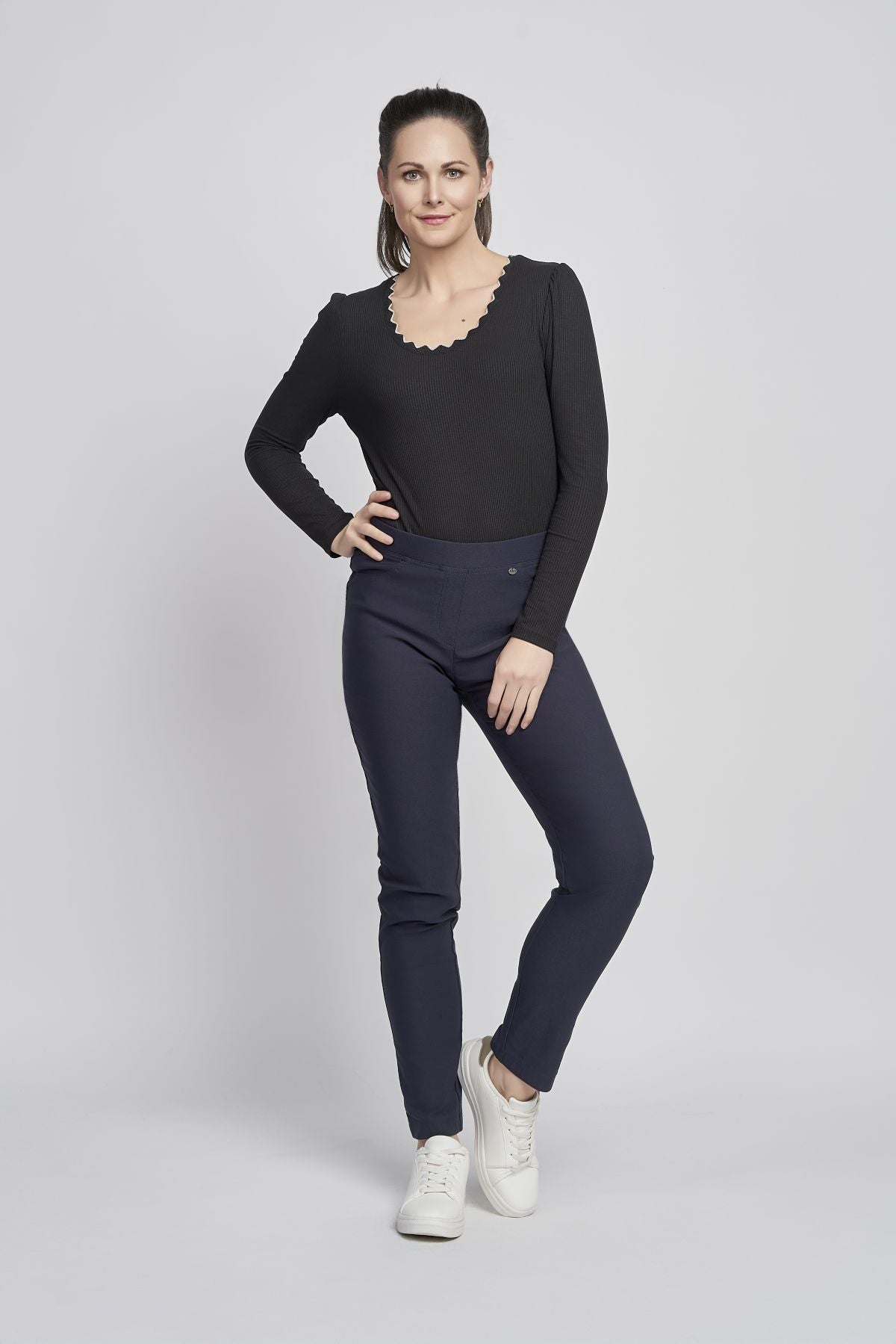 Pinns Brushed Fleece Lined Buttercup Trouser - Navy