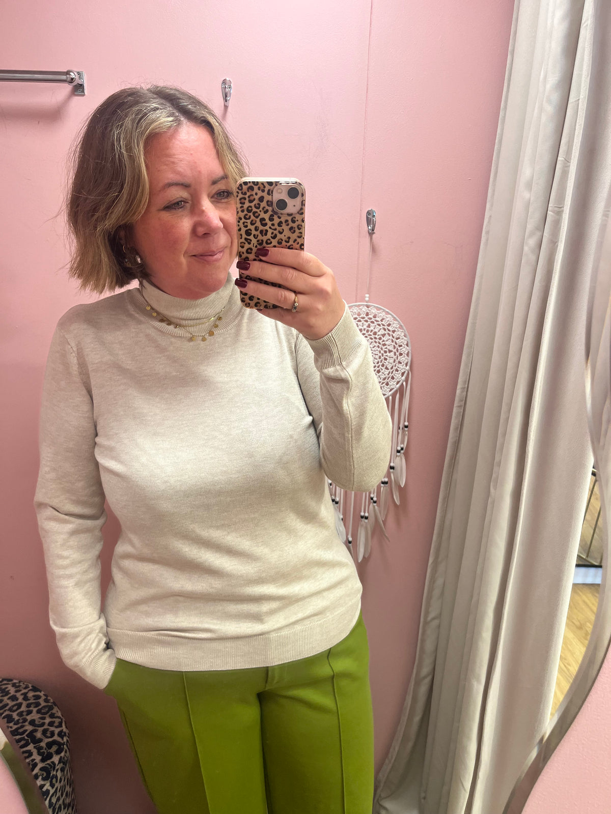 Fine Knit Roll Neck - Oatmeal