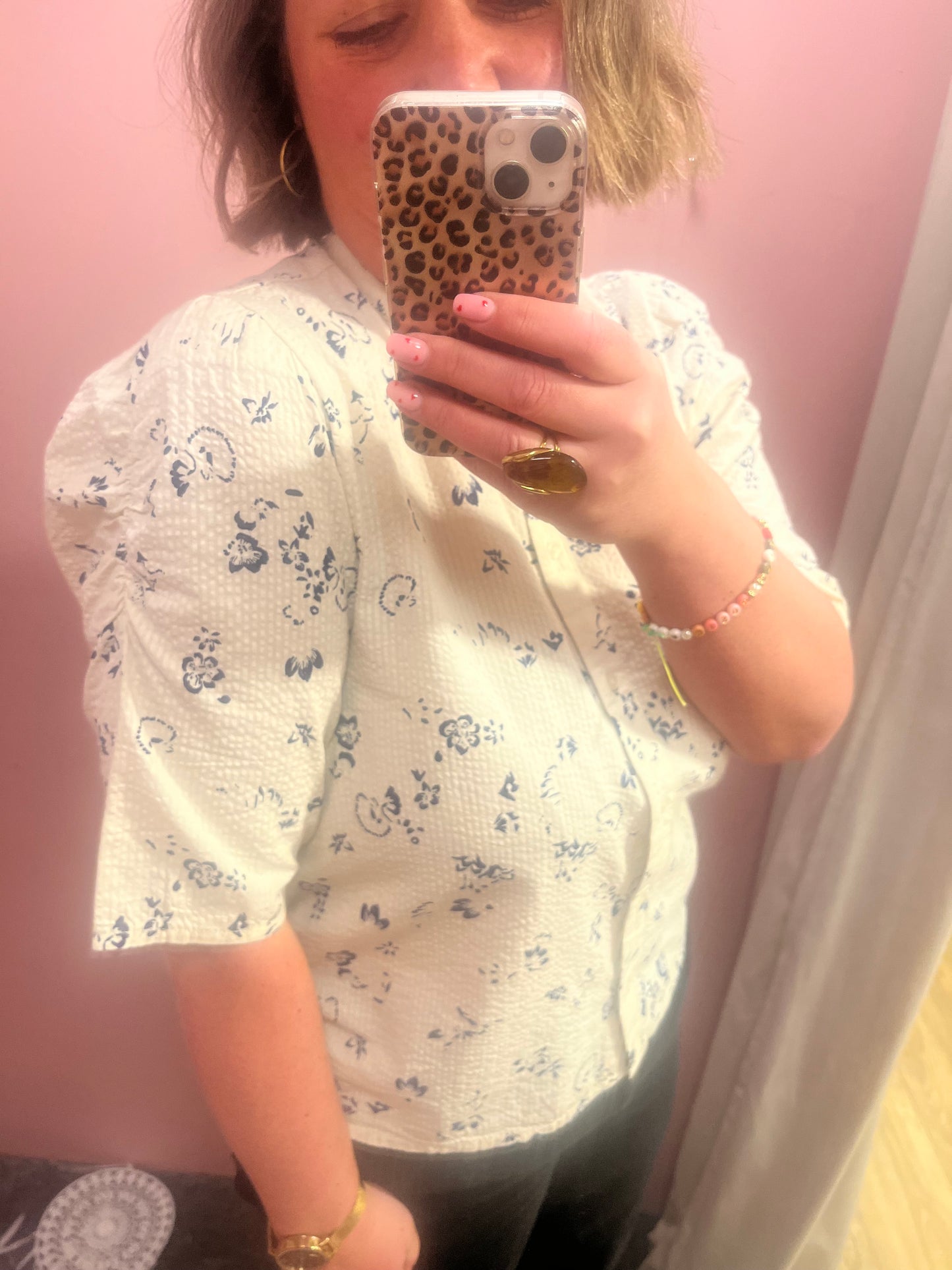 Gwyn Half Sleeve Blouse - Blue floral