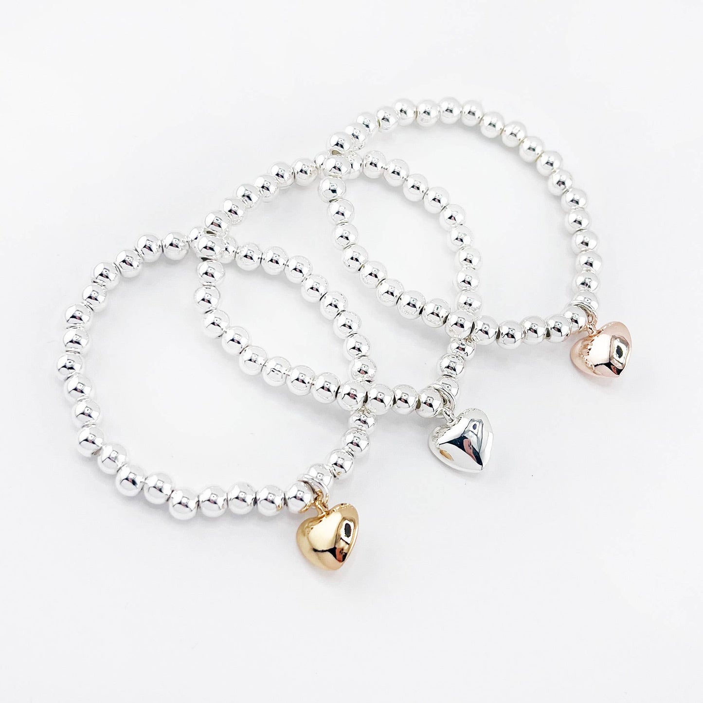 Ball Bracelet with Puffed Heart Charm