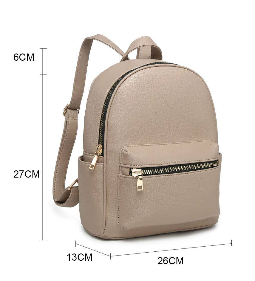 Backpack with zipped front pocket