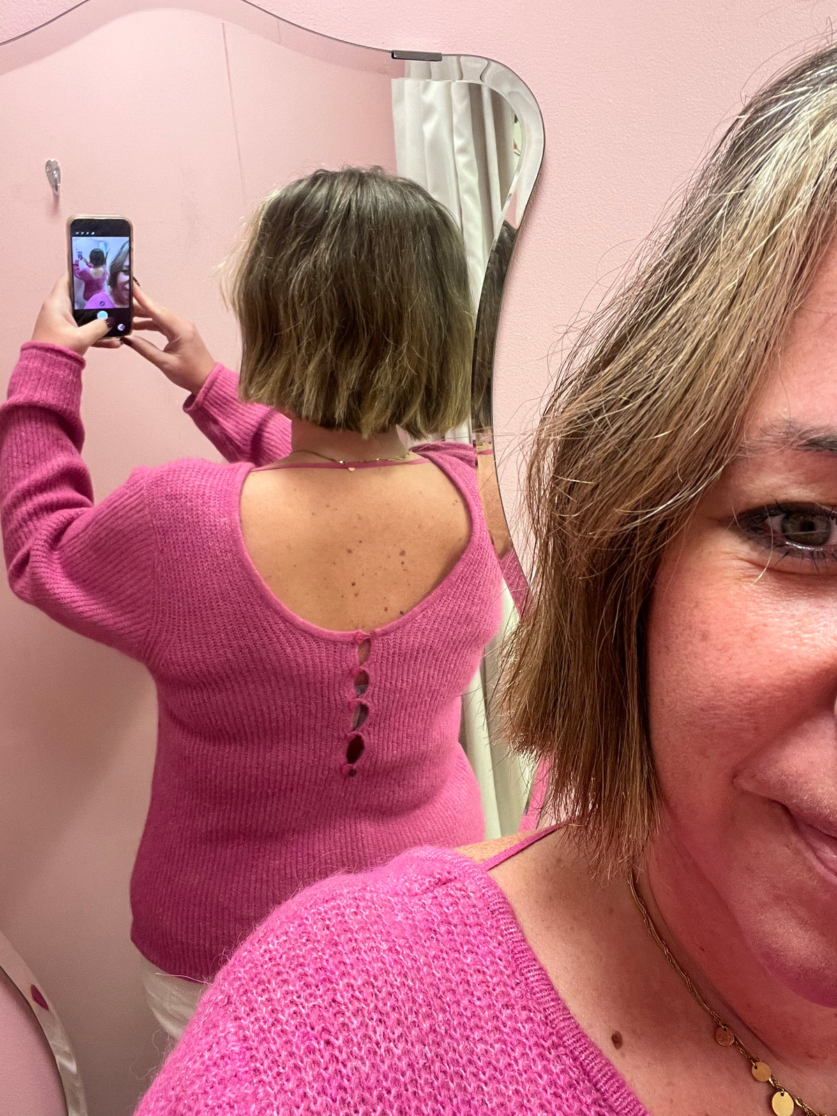 Mary Scoop Back Jumper - Pink