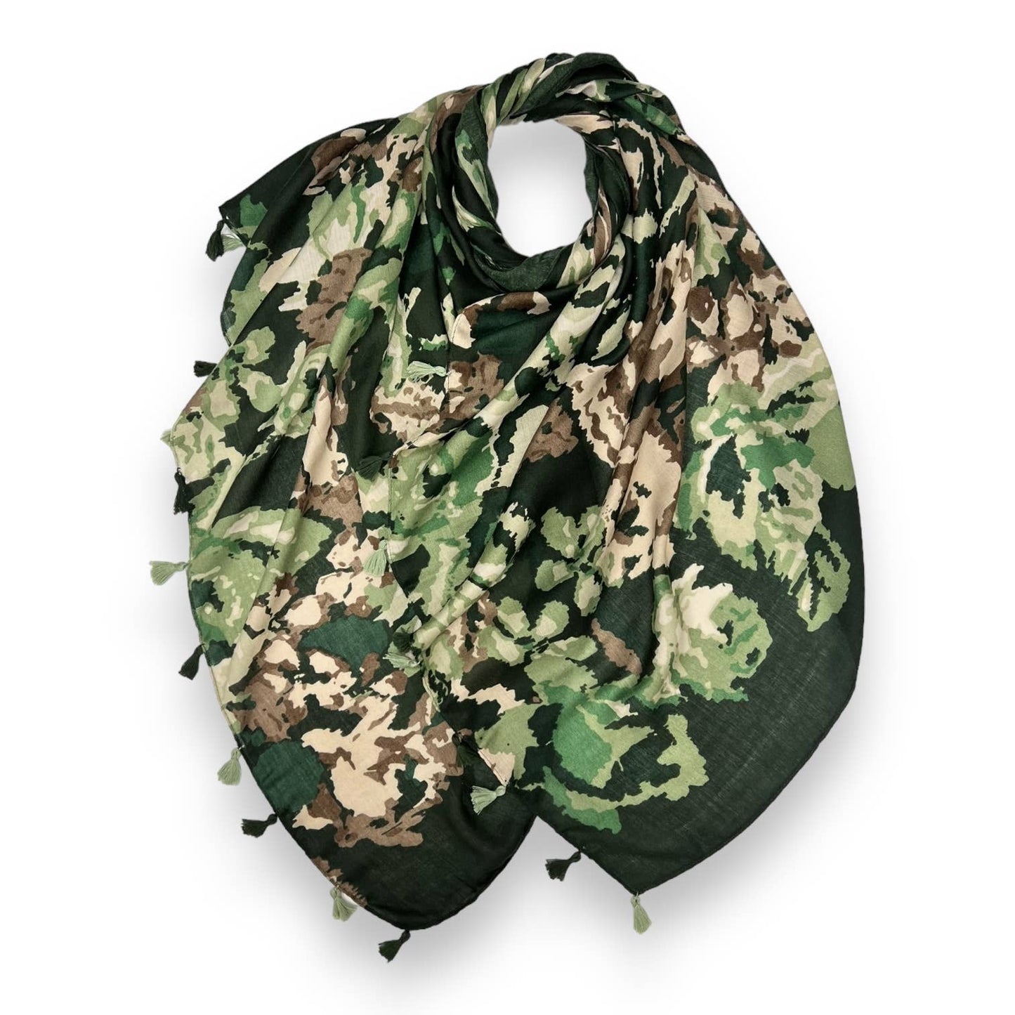 Lightweight Scarf - Green Pixel Flower