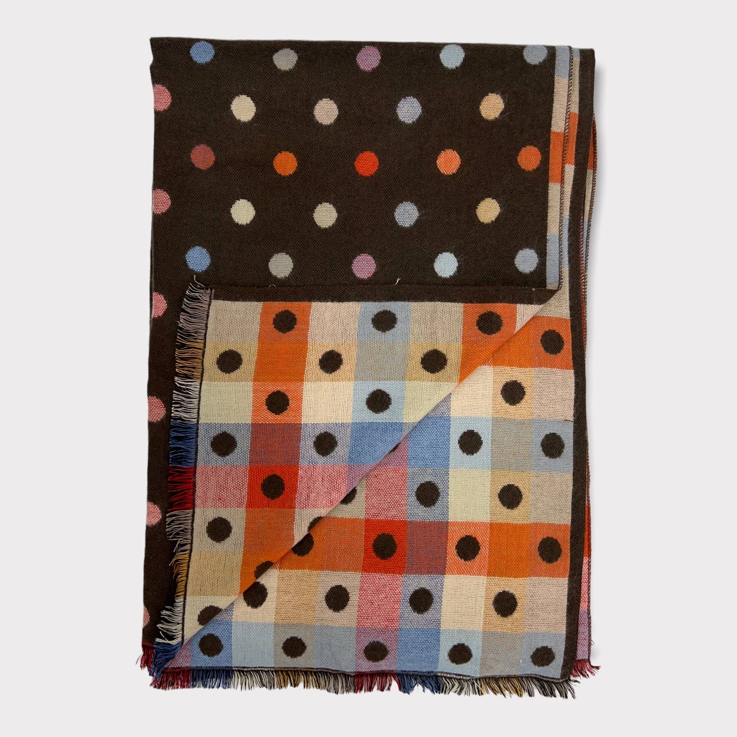 Multi Spotty Scarf  - Brown