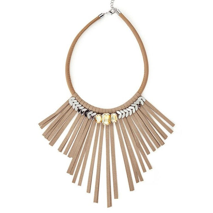 Large suede statement necklace