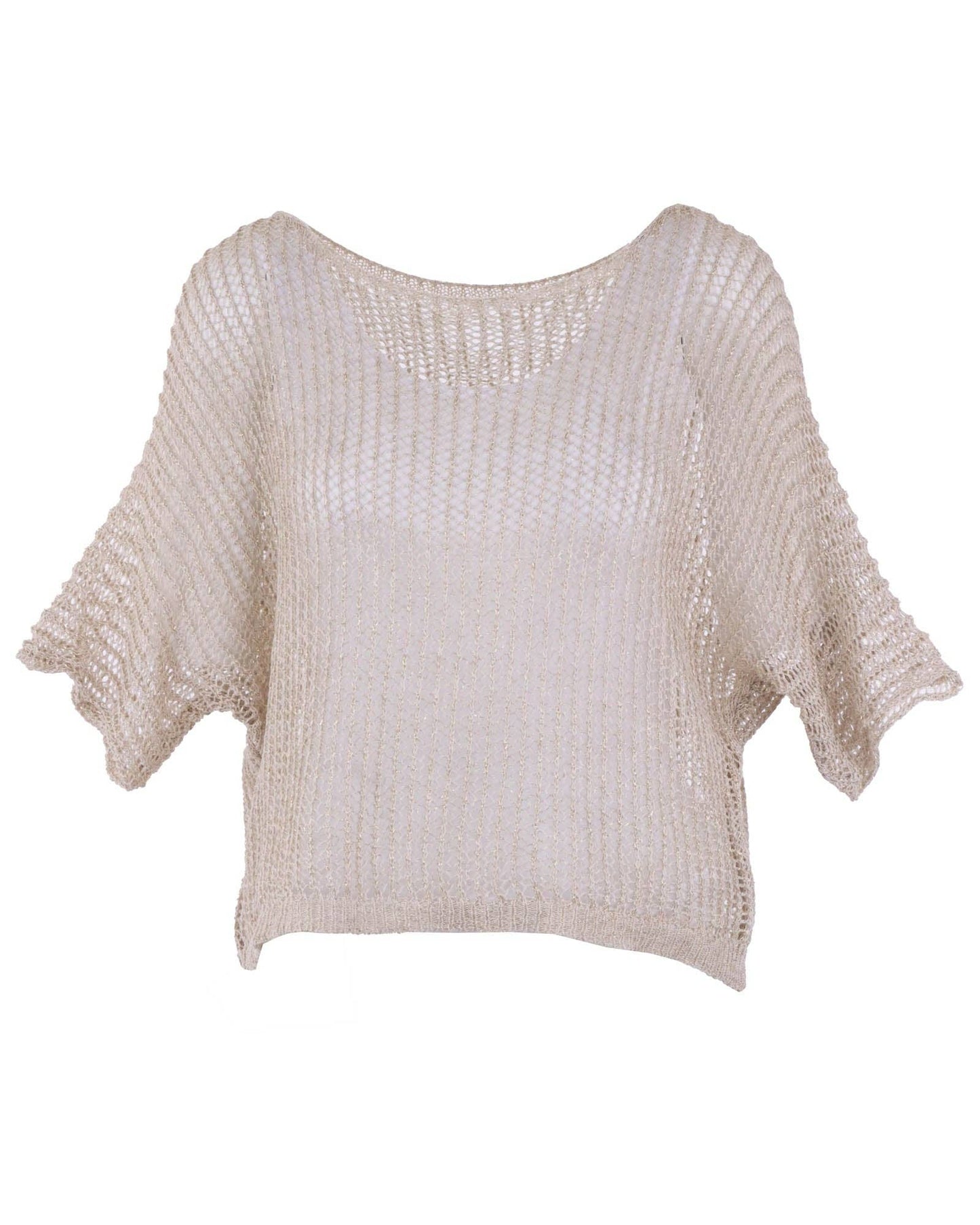 Loose Knit Crochet Top with Metallic Thread - 3 colours