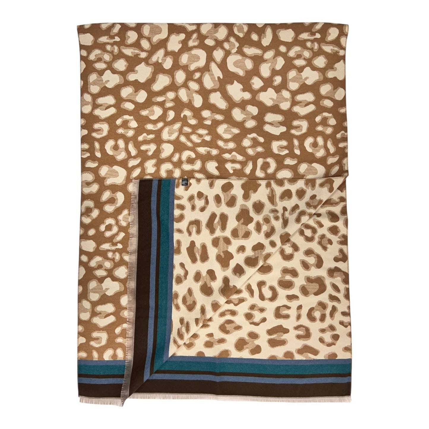 Leopard Print Scarf with Border