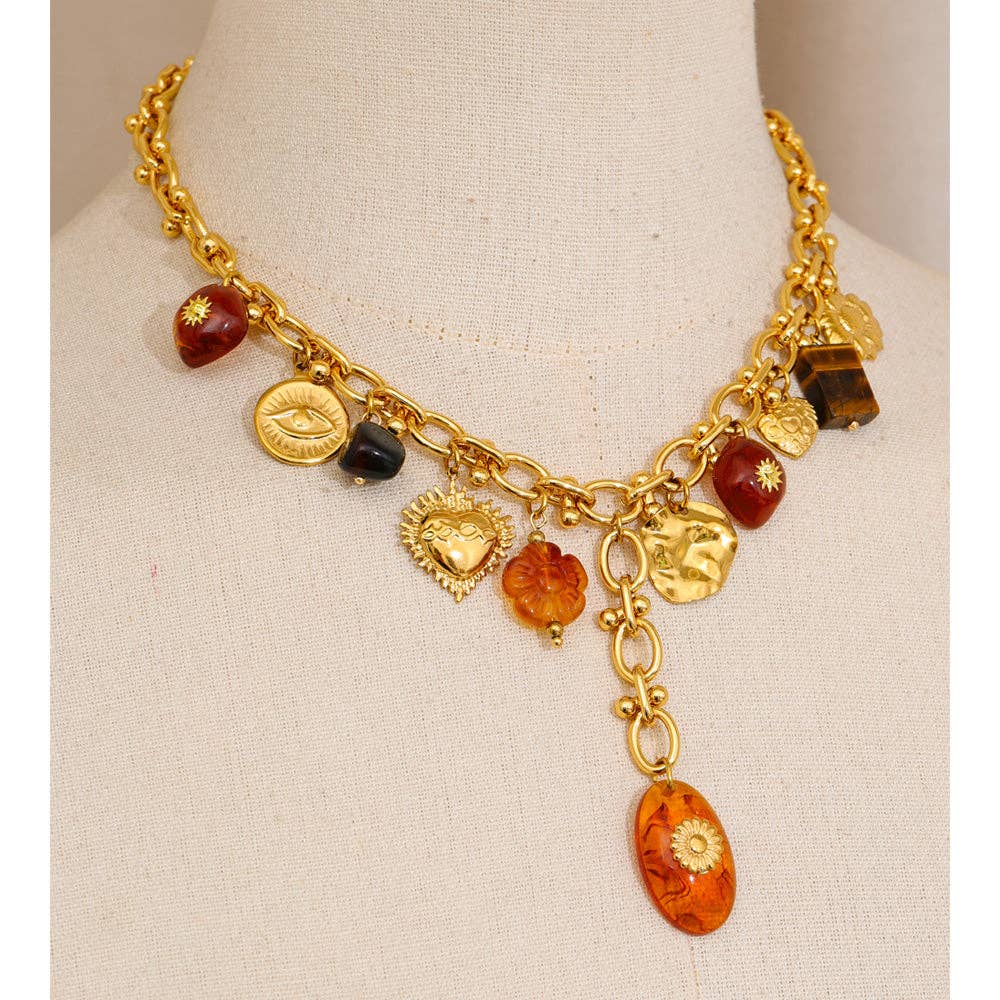 MG Statement Amber Charm Necklace