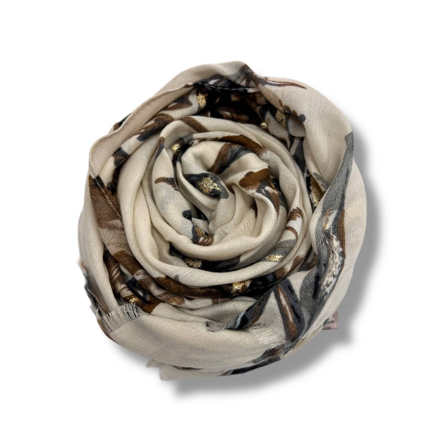 Jasmine flower print scarf - Cream