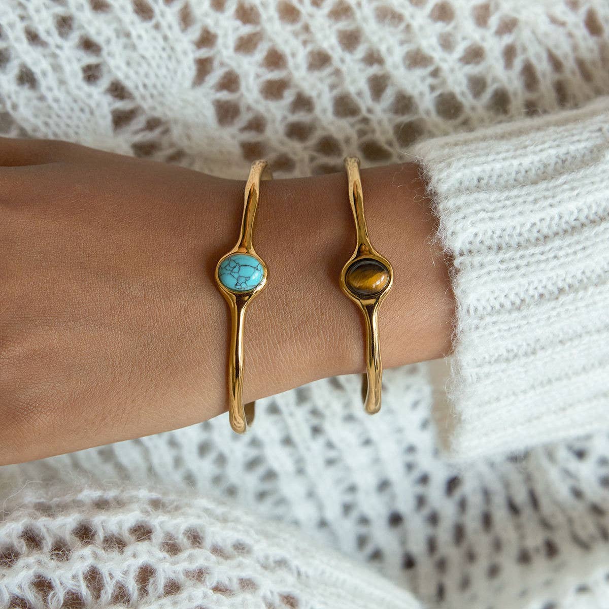 MG Turquoise Stone Cuff Bracelet