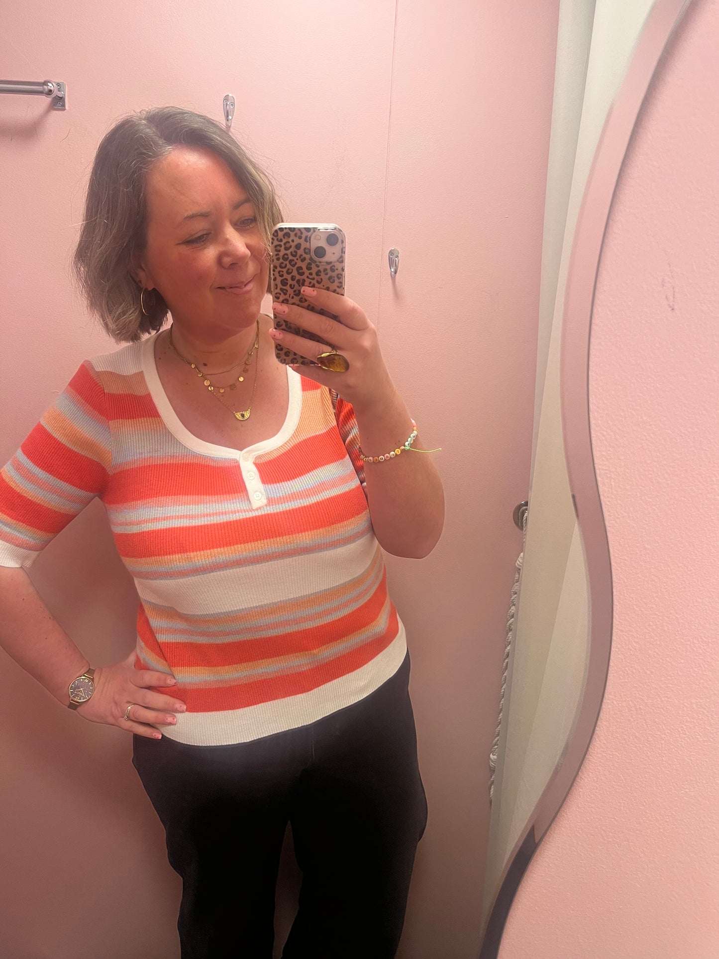 Multi Stripe Rib Tee