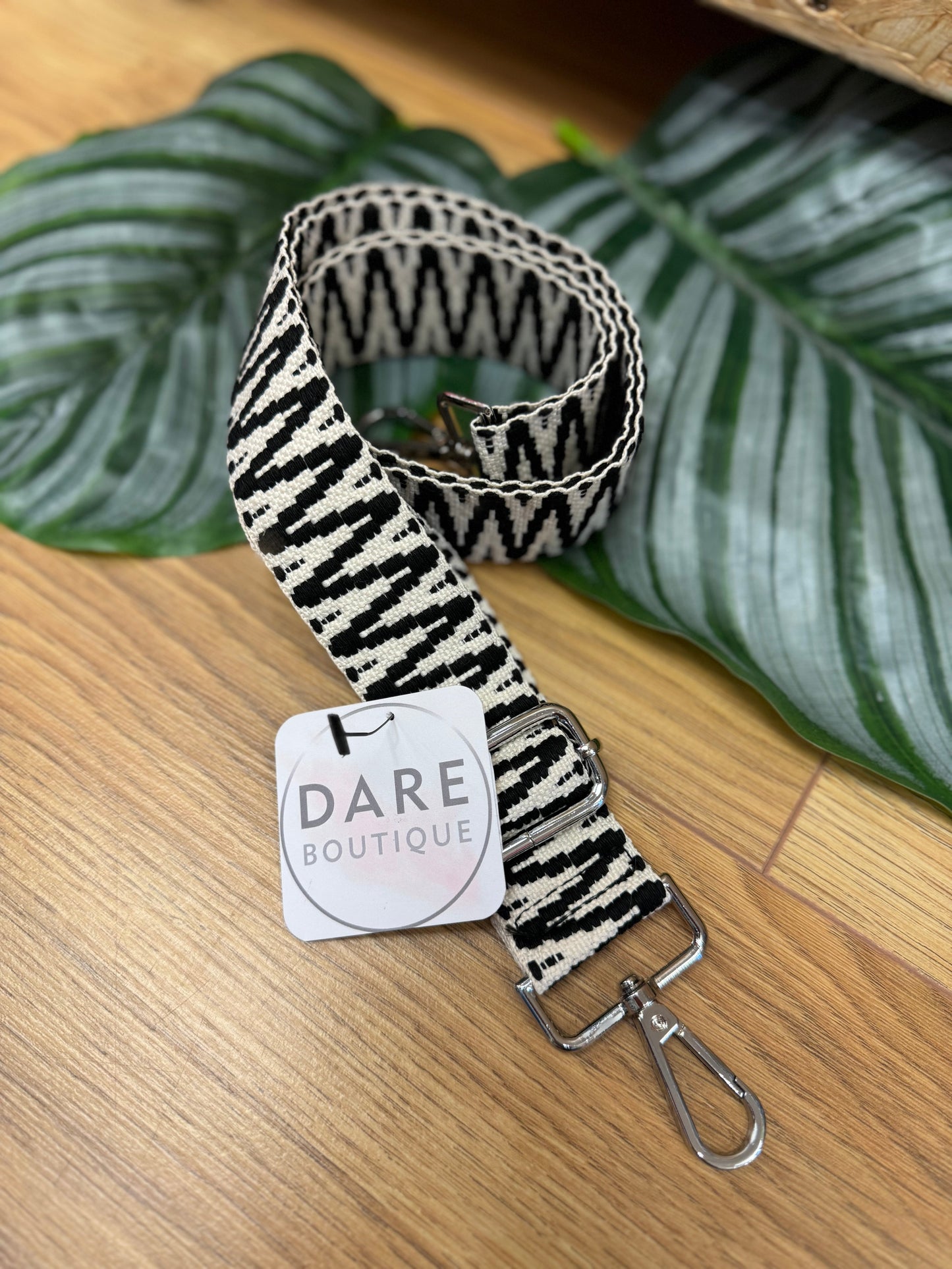 Replaceable Handbag Strap - Black/Cream Zigzag