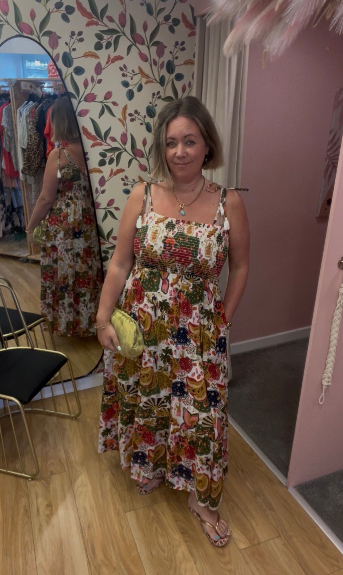 Whimsical Shirred Midi Dress