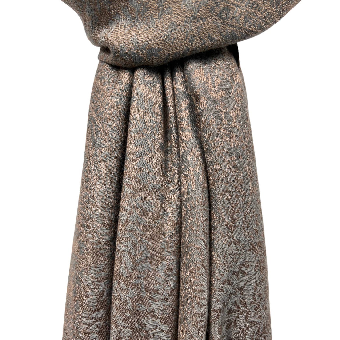 Silver Grey Paisley Print Pashmina