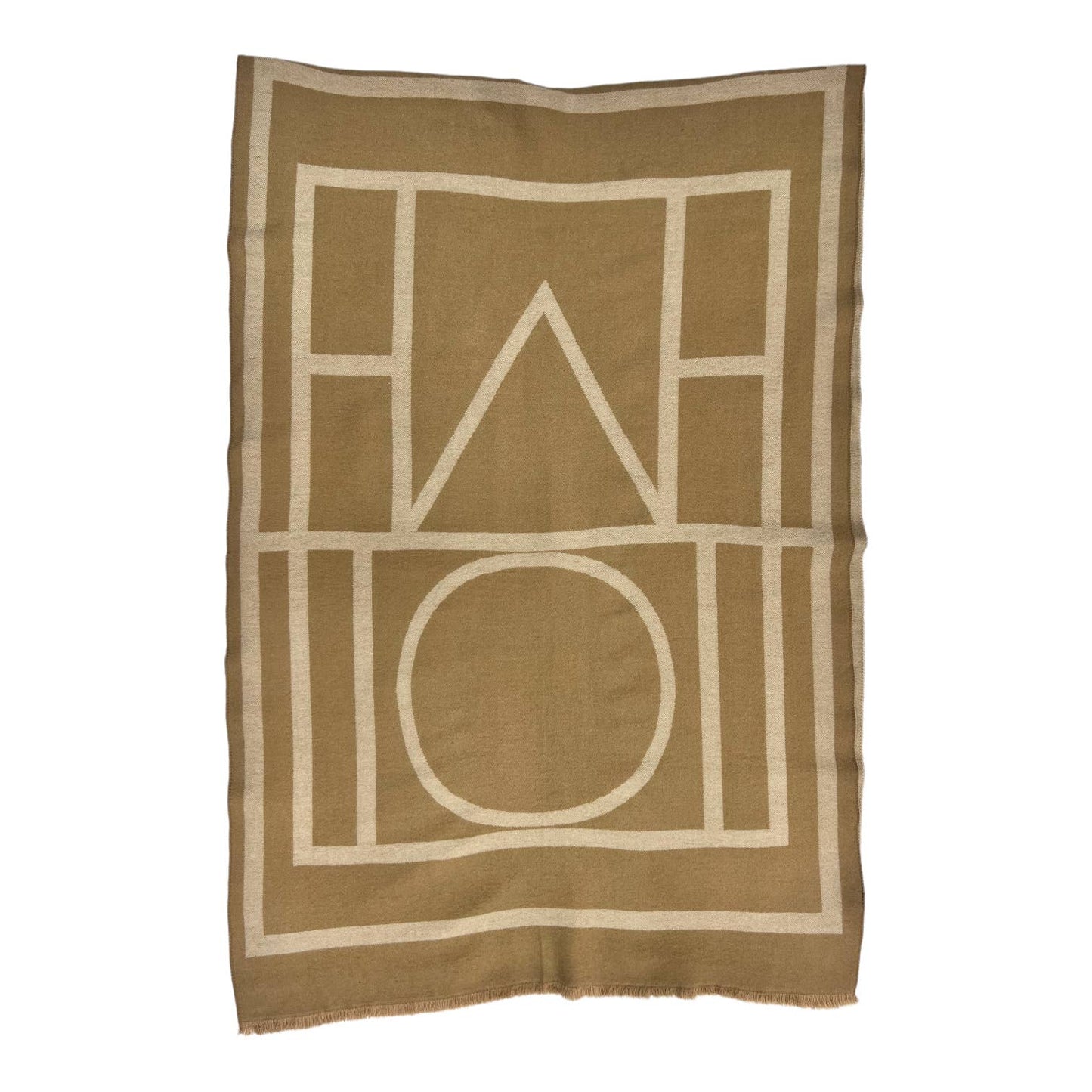 Geometric Print Cashmere Blend Scarf - Cream