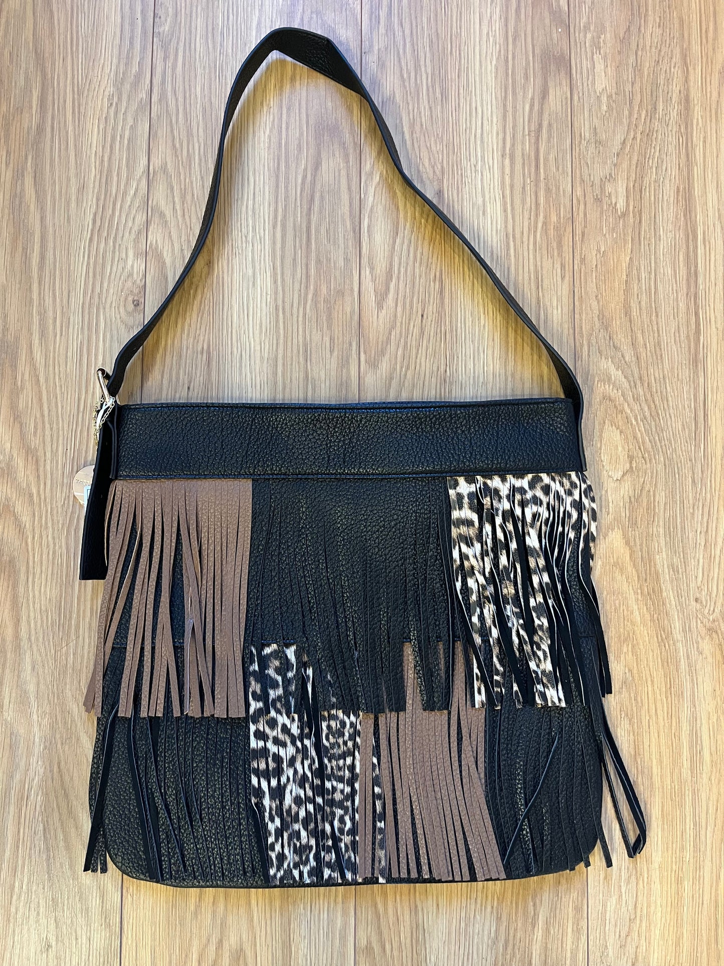 Multi Animal Print Hobo Bag with Tassels