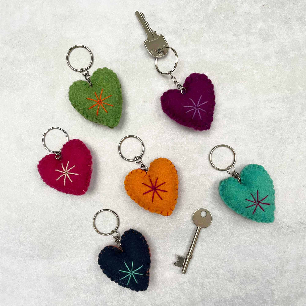 Felt Heart Keyring - Multi