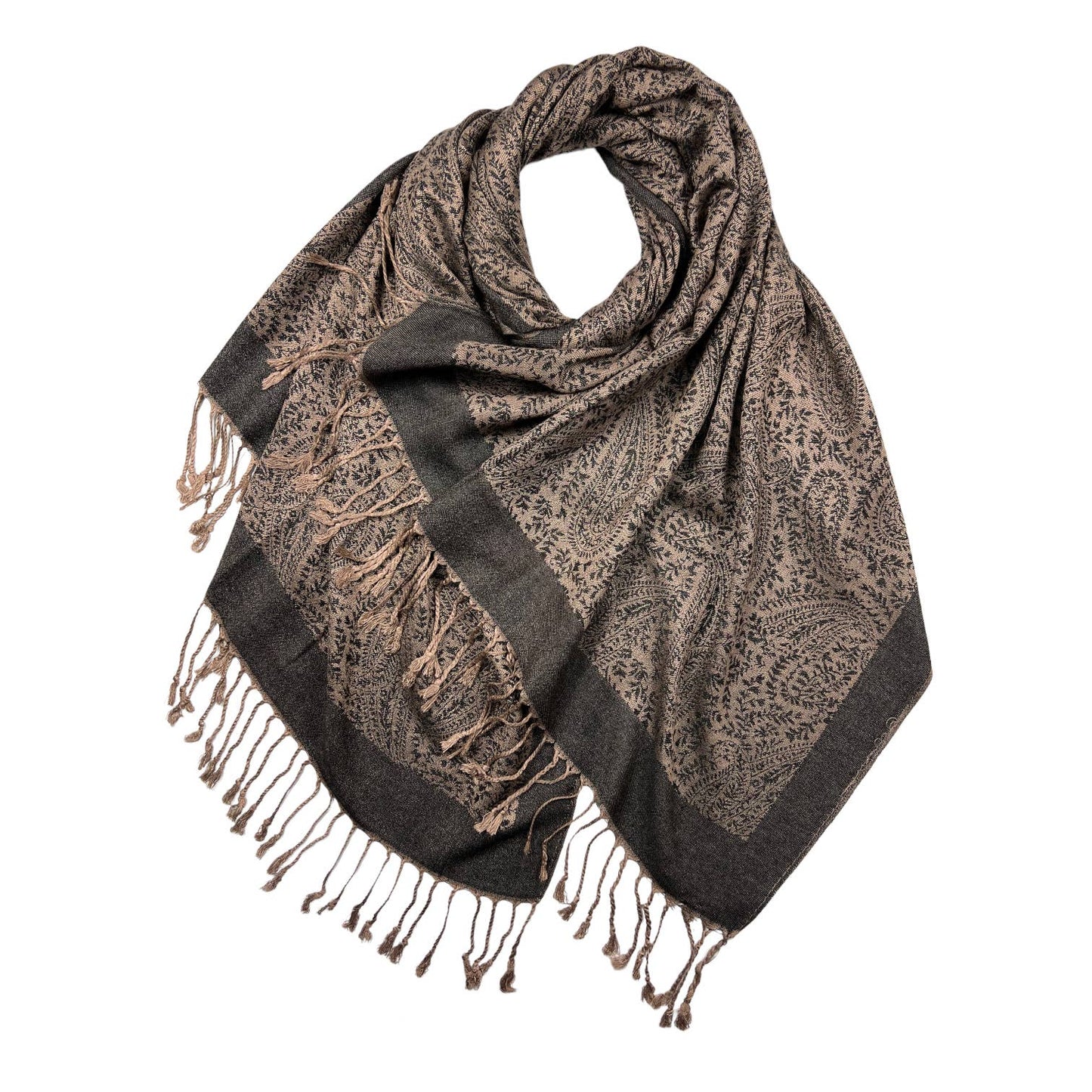 Silver Grey Paisley Print Pashmina