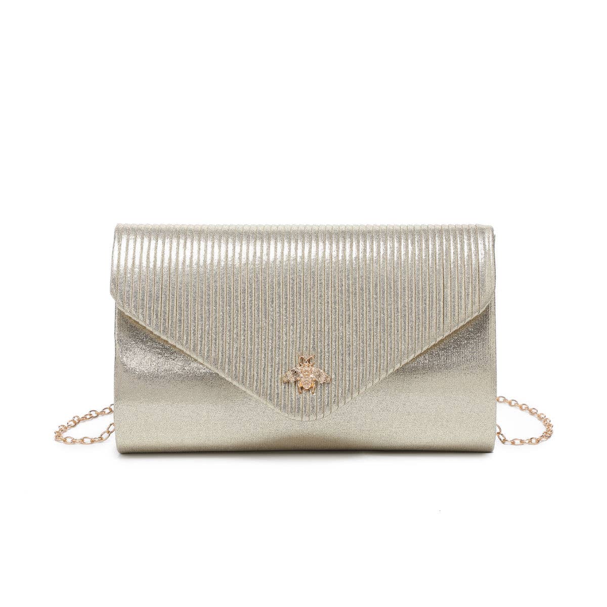 Satin Clutch Bag with Bee Clasp