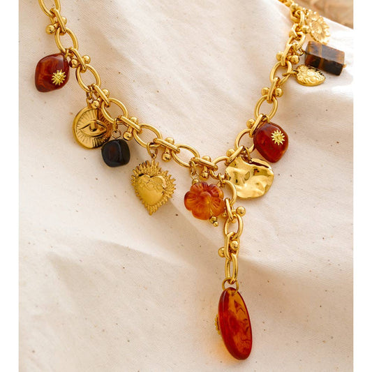 MG Statement Amber Charm Necklace