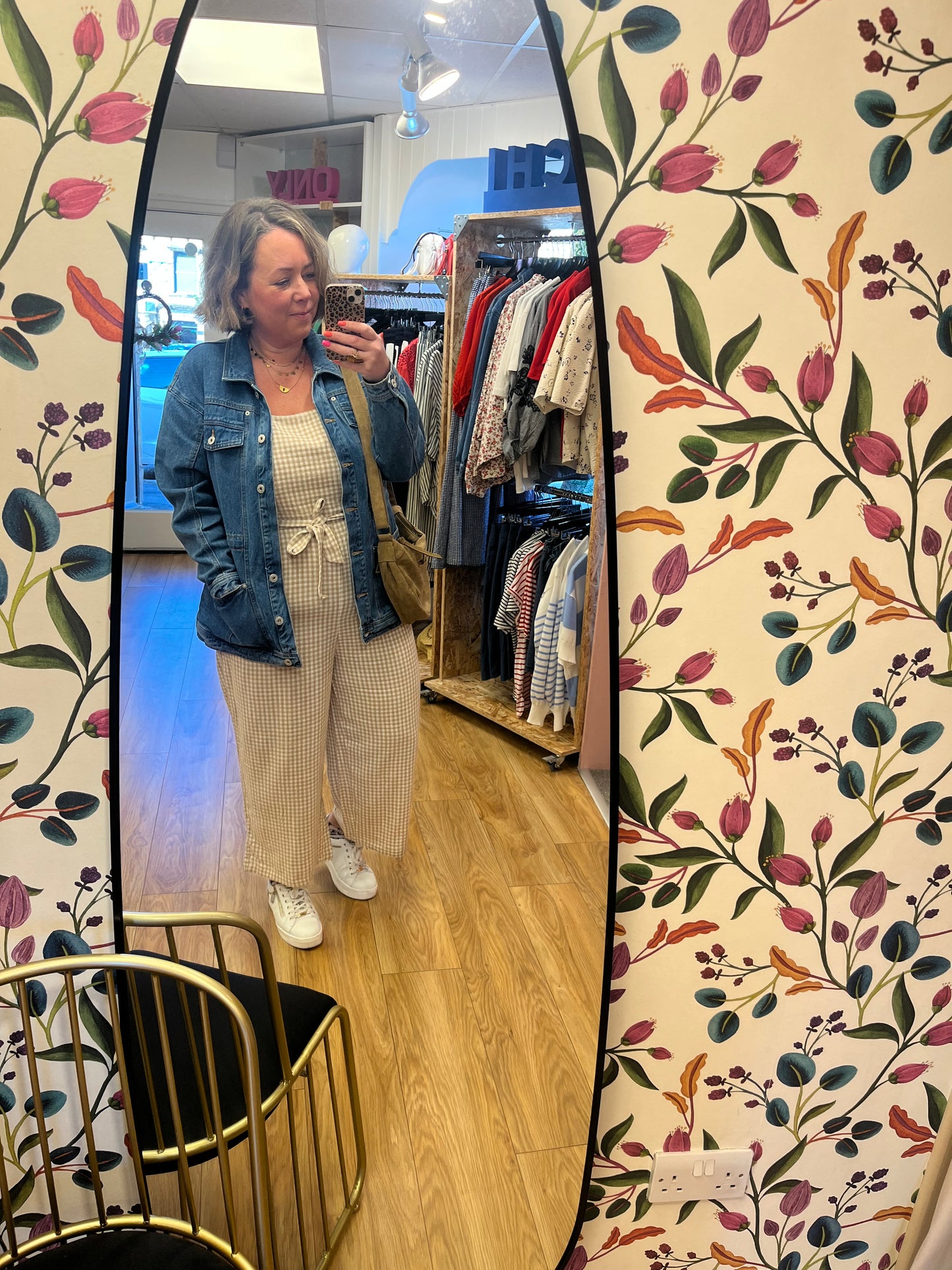 The Siena Linen Blend Jumpsuit - Neutral Check