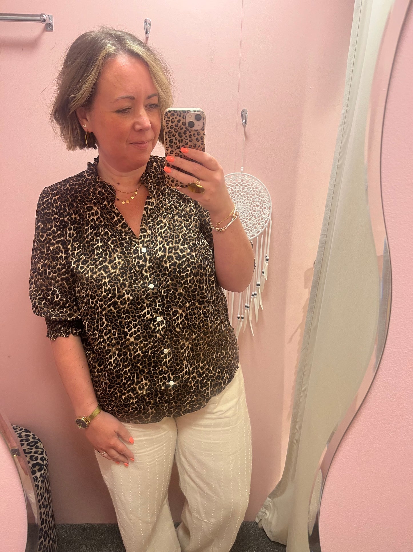 Raya Puff Sleeve Blouse - Leopard