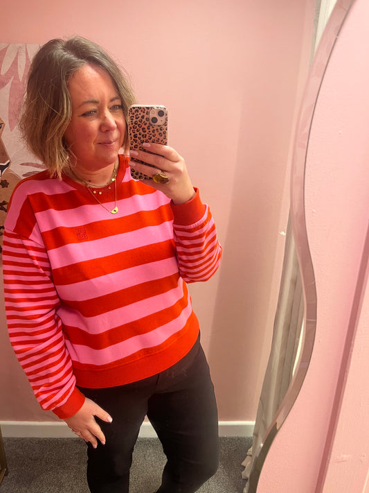 Jani Stripe Sweater - Red / Pink