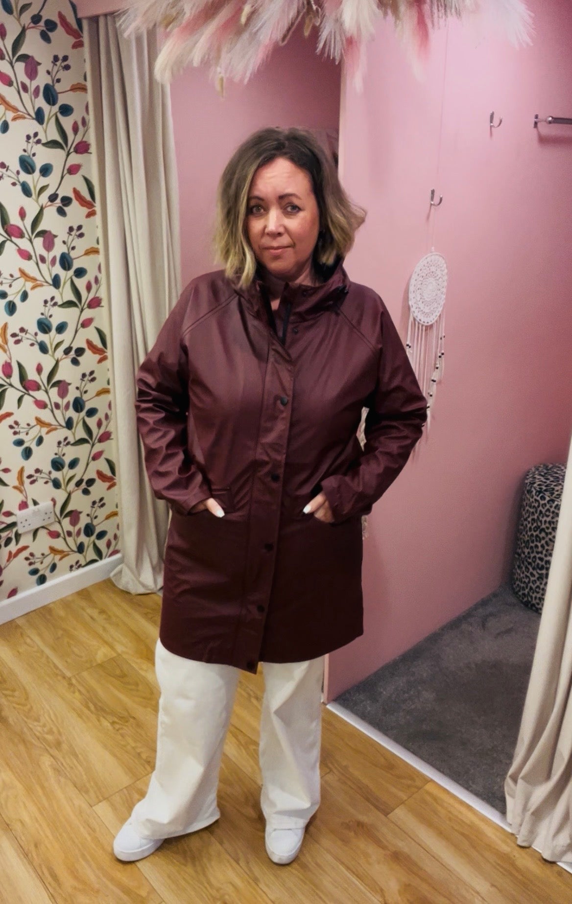 Tazi Waterproof Rain Coat - Burgundy