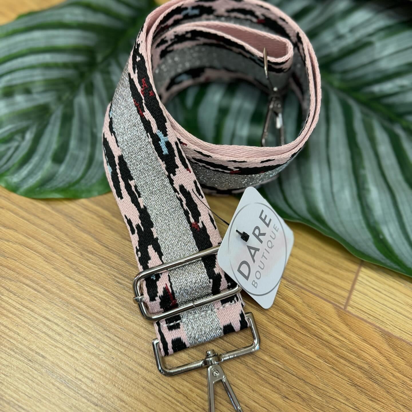 Replaceable Handbag Strap - Leopard pink/silver