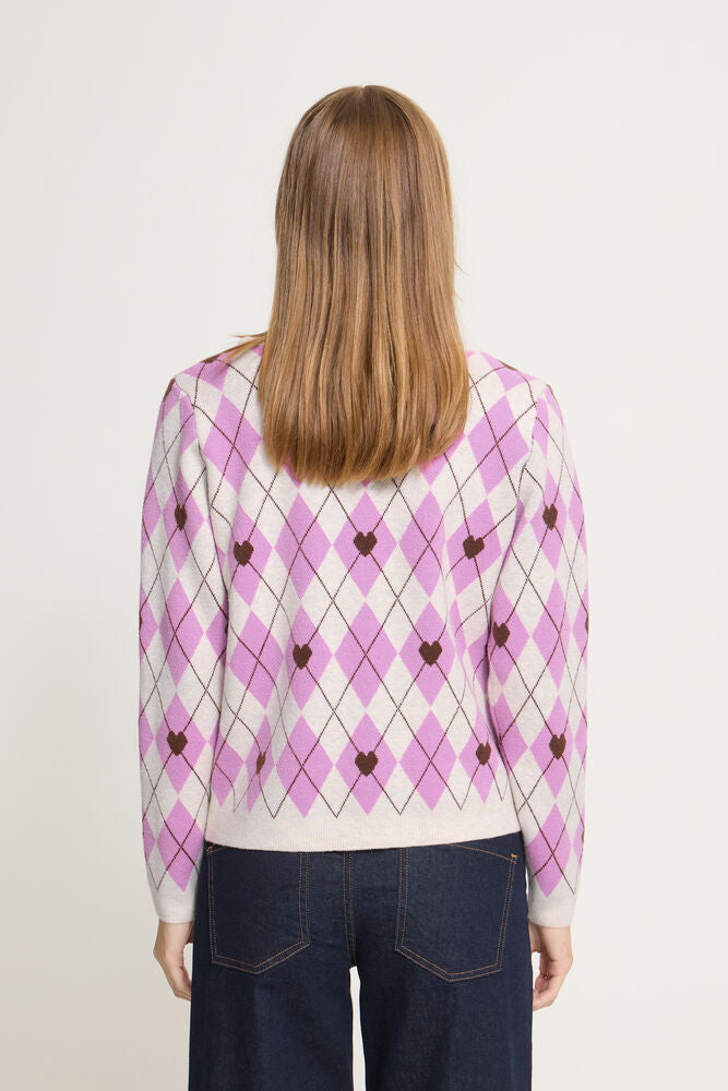 Brielle Jumper - Pink & Beige Argyle