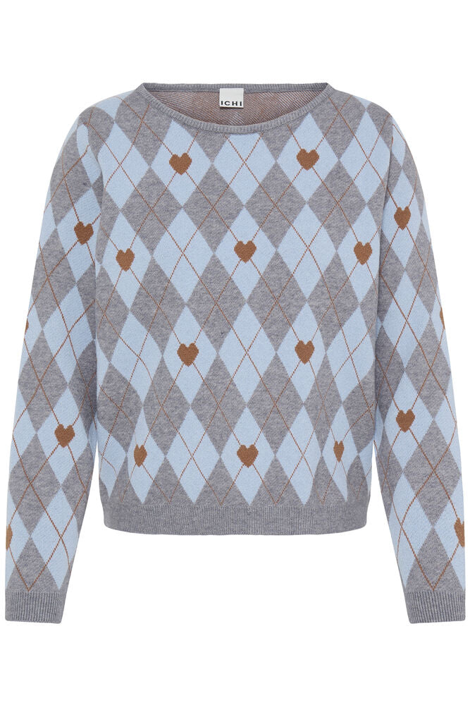 Brielle Jumper - Blue & Grey Argyle