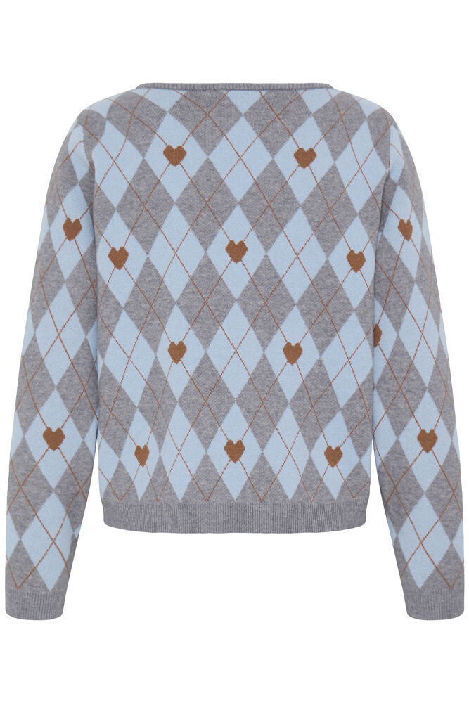Brielle Jumper - Blue & Grey Argyle