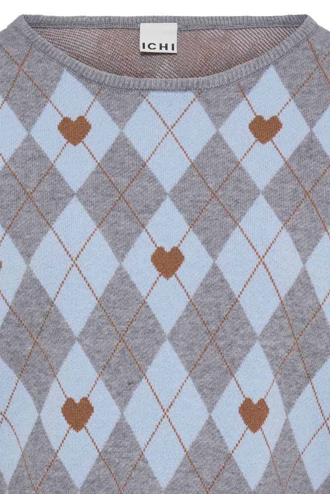 Brielle Jumper - Blue & Grey Argyle