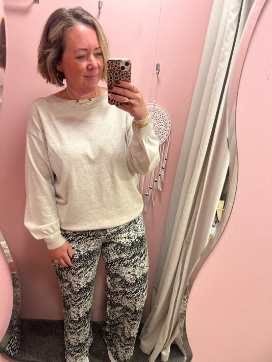 Olly Trouser - Black/White Print