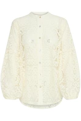 Celeste Lace Shirt with Balloon Sleeve - Antique White