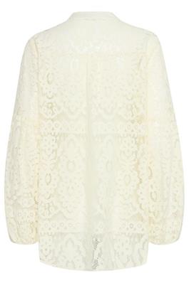 Celeste Lace Shirt with Balloon Sleeve - Antique White