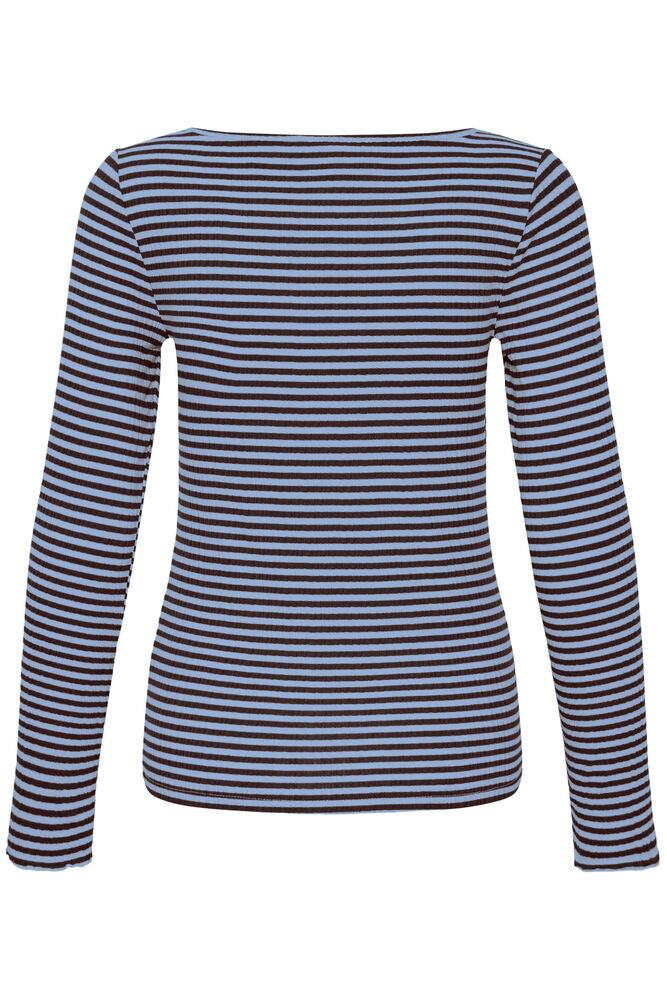 Cella LS Tee - Blue/Brown Stripe
