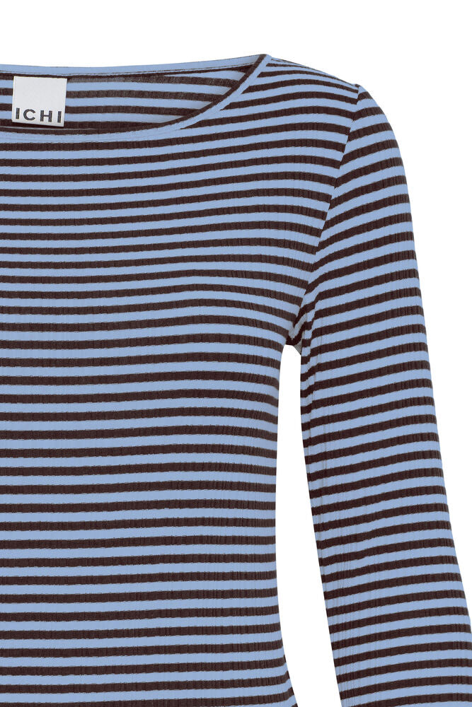 Cella LS Tee - Blue/Brown Stripe