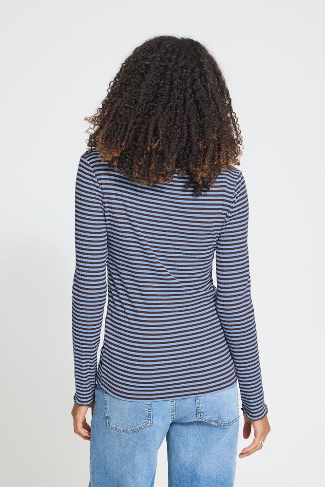 Cella LS Tee - Blue/Brown Stripe