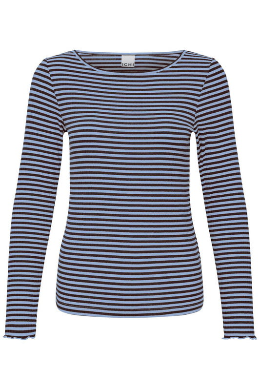 Cella LS Tee - Blue/Brown Stripe