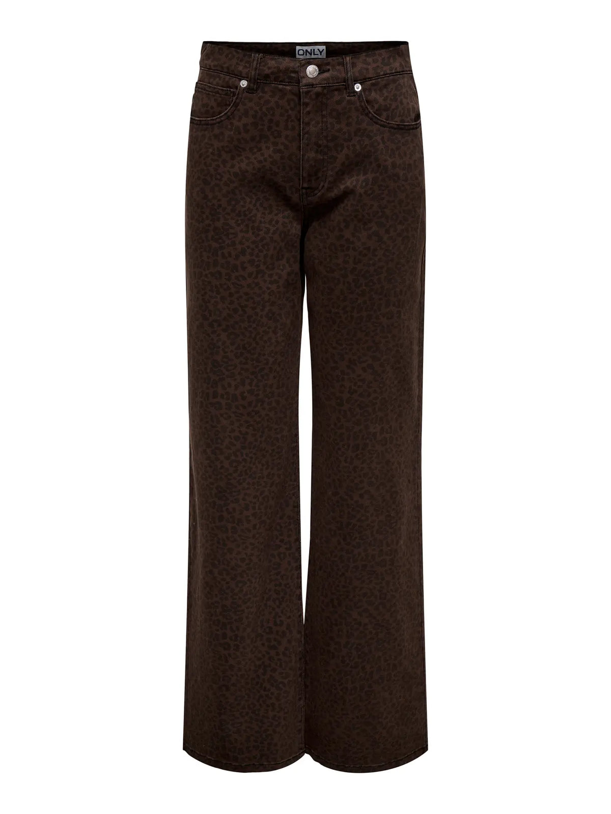 High Waist Wide Leg Jean - Chocolate Leopard