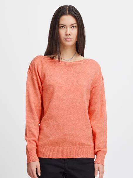 Coral Boat Neck Lightweight Knit Top