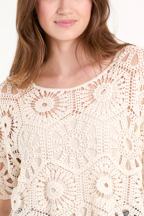 Geo Crochet Top - Stone