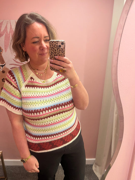 Bandie Crochet Stripe Top