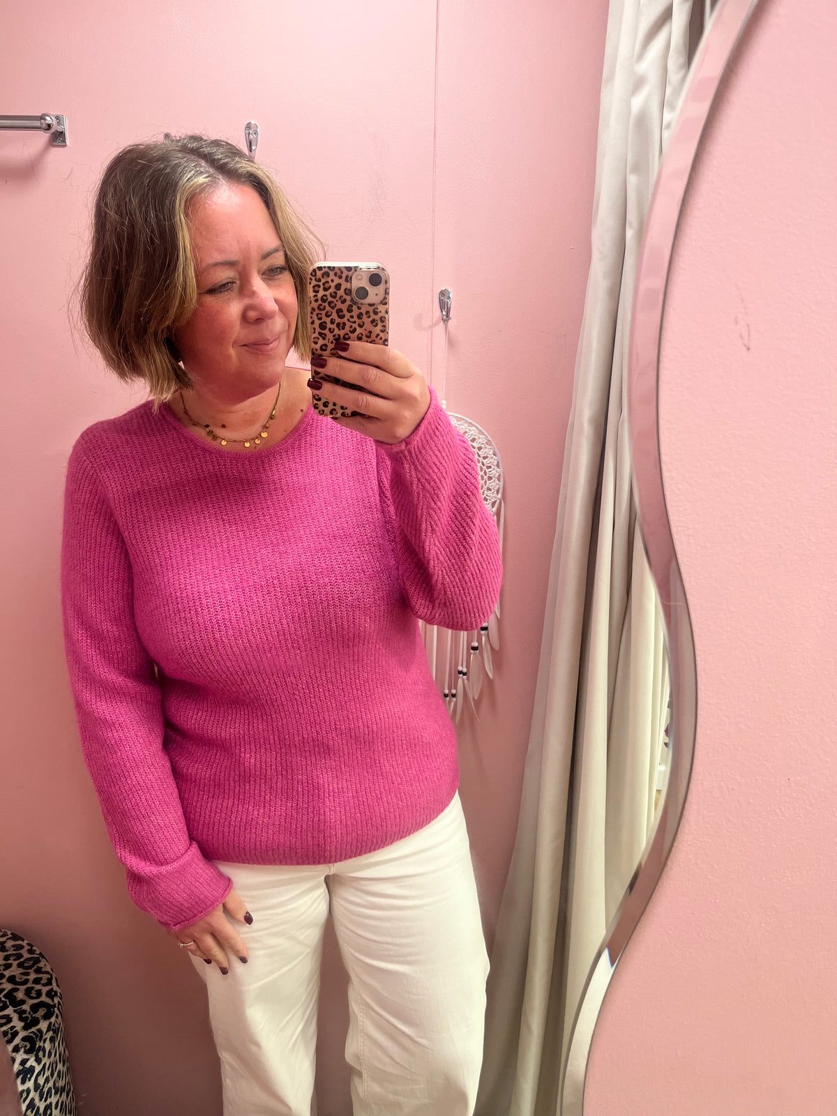 Mary Scoop Back Jumper - Pink